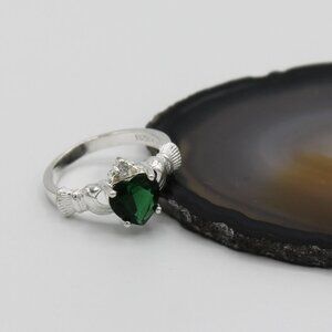 Jewelry Claddagh ring Irish symbol of love loyalty friendship silver green new